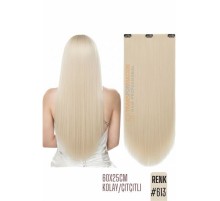 Doğal Görünümlü Düz Siyah Sentetik Kaynak Saç – RENK KOD:#613  Kolay Tak Çıkar, Işıltılı Etki!