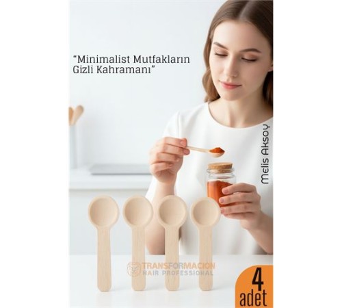 4’lü Ahşap Ölçü Kaşığı Seti – 6.5 cm Doğal Ahşap, Baharat ve Kahve İçin Pratik Mutfak Yardımcısı