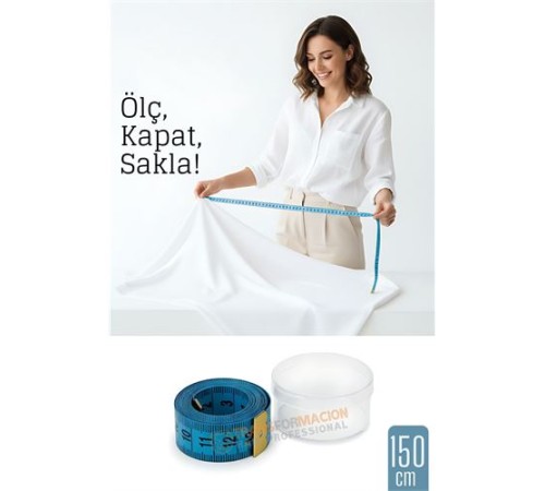 150 cm Plastik Kutulu Mezura – Esnek, Dayanıklı, Dikiş ve Ölçüm İçin Pratik Şerit Metre