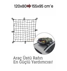 Elastik Bagaj Filesi 120x80 cm – 155x95 cm’e Kadar Genişler | Araç Üstü, Kamp ve Seyahat İçin