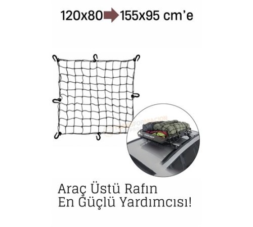 Elastik Bagaj Filesi 120x80 cm – 155x95 cm’e Kadar Genişler | Araç Üstü, Kamp ve Seyahat İçin