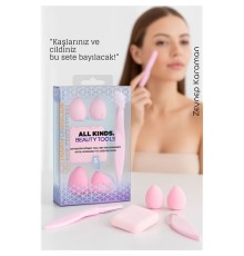 5’li Makyaj Süngeri ve Kaş Usturası Seti – Profesyonel Güzellik Araçları