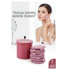 7’li Makyaj Pamuğu Seti – Yumuşak Dokulu, Kaplı Saklama Kutulu, Pudra ve Fondöten İçin