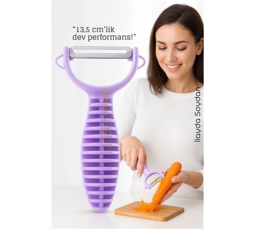 13,5 cm Ergonomik Sebze Soyacağı – Renkli Tasarım, Paslanmaz Bıçaklı, Konforlu Kullanım