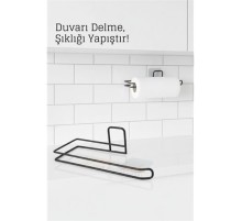 Yapışkanlı Kağıt Havluluk – Siyah Metal, 25 x 7 cm