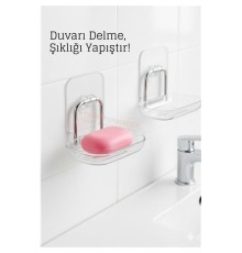 Yapışkanlı Sabunluk – Su Giderli, Katı Sabun Kutusu, 13 x 9 cm