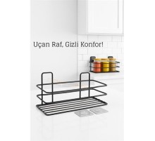 Yapışkanlı Duvar Rafı – Baharat Rafı, Kavanoz Rafı Banyo/Mutfak Organizer, 30 x 12 x 9 cm