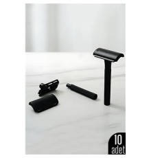 10'lu Şık Siyah Plastik Tıraş Aleti – Manuel Tıraş Bıçağı  , Ergonomik Saplı