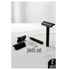 2'li Şık Siyah Plastik Tıraş Aleti – Manuel Tıraş Bıçağı  , Jiletli Ergonomik Saplı