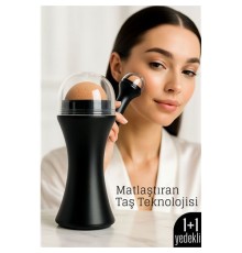 Volkanik Taşlı Yağ Emici Yüz Roller - + Yedek Taşlı Set – Ciltteki Yağı Anında Al, Mat Görünüm Kazan!