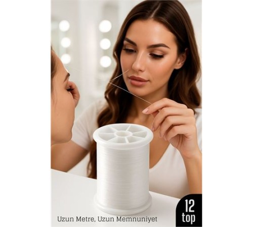 Profesyonel Kuaför Kaş Bıyık Alma İpi – Ekstra Sağlam 12 ADET X 500 metre Beyaz