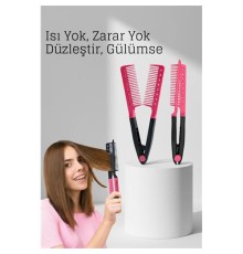 Manuel V Tipi Keratin Saç Düzleştirici – Isısız, Taraklı Saç Maşası  Pratik ve Taşınabilir