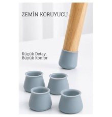 Silikonlu Sandalye Ayak Koruyucu – Sessiz ve Çiziksiz Kullanım, 4’lü Set GRİ