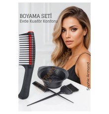 Saç Boyama Seti 3’lü ve Saç Boya Sıyırıcı Tarak, Seti Fırça, Boya Kabı ile Profesyonel Uygulama Kolaylığı