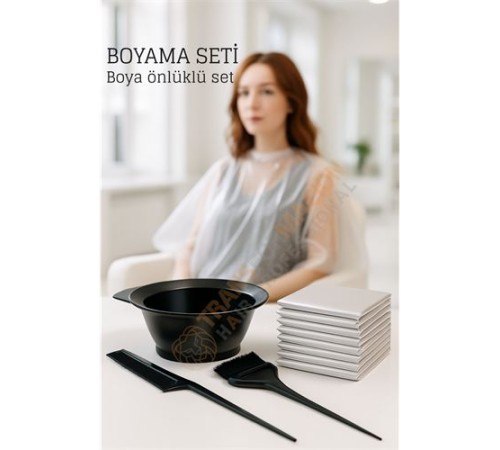 Saç Boyama Seti 3’lü ve Saç Boya Önlüğü Tarak, Seti Fırça, Boya Kabı ile Profesyonel Uygulama Kolaylığı