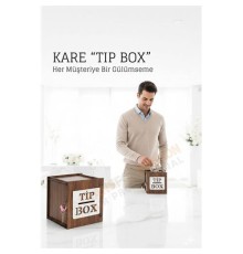 Lazer Kesim Ahşap Tip Box – Bahşiş Kutusu | 13x13x12 cm Dekoratif Kutu