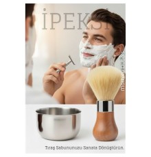 Premium Tıraş Fırçası - Dişbudak Saplı - %70 Domuz Kılı Karışımı | Yoğun Köpük, Pürüzsüz Tıraş