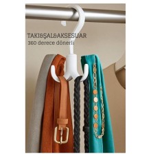 360° Dönerli Kancalı Çok Amaçlı Askı - Dolap İçi Düzenleyici Takı Askısı Şal Askısı