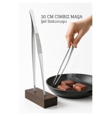 Paslanmaz Çelik Şef Cımbızı 30 cm – Mutfak Maşası Kızartma Maşası