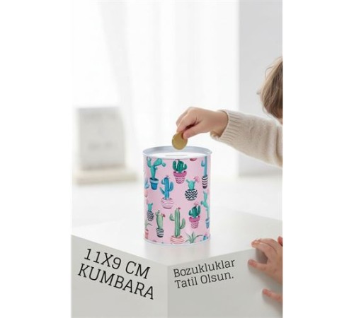 Desenli Metal Kumbara | 11x9 cm - Tasarruf ve Dekorasyon Bir Arada