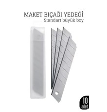 10'lu Kobalt Çelik Maket Bıçağı Yedek Uç Seti – Dayanıklı ve Keskin 18 mm