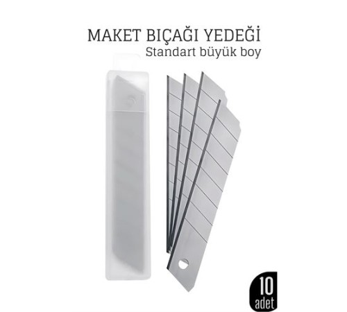 10'lu Kobalt Çelik Maket Bıçağı Yedek Uç Seti – Dayanıklı ve Keskin 18 mm