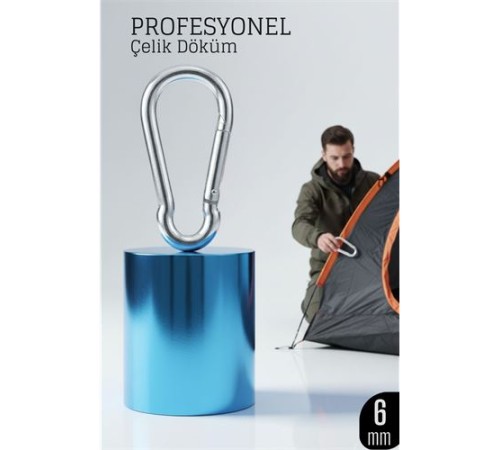 Çelik Yan Açılır Karabina - 6 mm Kamp, Tırmanış ve Günlük Kullanım İçin Güvenli Kilit