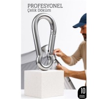 Çelik Yan Açılır Karabina -10 mm Kamp, Tırmanış ve Günlük Kullanım İçin Güvenli Kilit