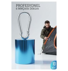 Çelik Yan Açılır 10 LU Karabina - 6 mm Kamp, Tırmanış ve Günlük Kullanım İçin Güvenli Kilit