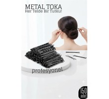 150’li Siyah Metal Tel Toka Seti – Profesyonel Saç Şekillendirme İçin