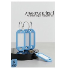 Etiketli 3'lü Anahtarlık Halkası – İsim Yazılabilir, Metal Halka ile Şık Tasarım