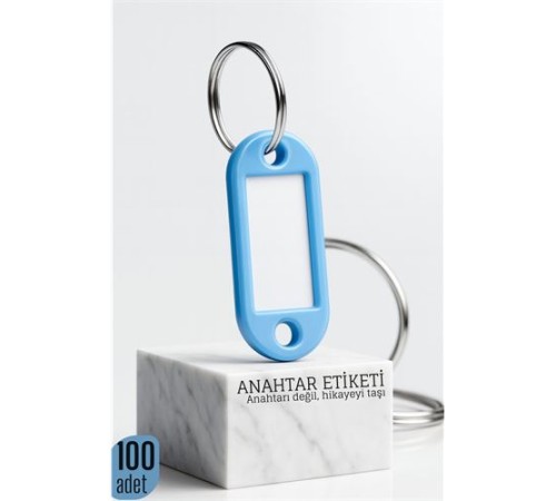 Etiketli 100'lü Anahtarlık Halkası – İsim Yazılabilir, Metal Halka ile Şık Tasarım
