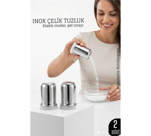 Inox Mini Tuzluk - 2 li SET Paslanmaz Çelik – 6x3,5 cm Şık Sofra Yardımcısı