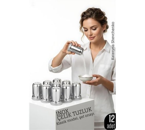 Inox Mini Tuzluk - 12 li SET Paslanmaz Çelik – 6x3,5 cm Şık Sofra Yardımcısı