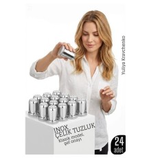 Inox Mini Tuzluk - 24 LÜ SET Paslanmaz Çelik – 6x3,5 cm Şık Sofra Yardımcısı