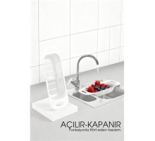 Ayarlanabilir Sürgülü Lavabo Süzgeci – Mutfak için Pratik ve Şık Tasarım BEYAZ