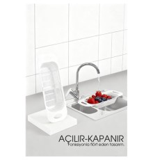 Ayarlanabilir Sürgülü Lavabo Süzgeci – Mutfak için Pratik ve Şık Tasarım BEYAZ