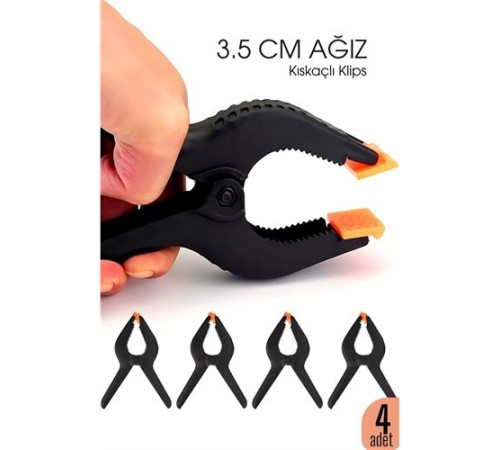 Kıskaç Klips Yaylı Işken ce Plastik Kelepçe Güçlü Mafsallı Çene 3 inç 3.5 cm ağız