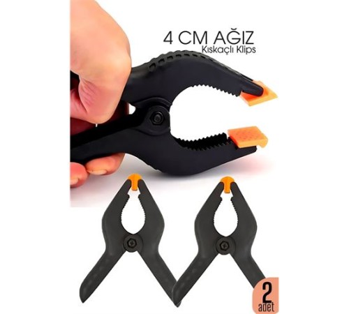 Kıskaç Klips Yaylı Işken ce Plastik Kelepçe Güçlü Mafsallı Çene 4 inç 4 cm ağız