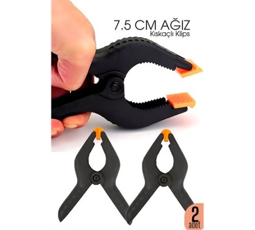 Kıskaç Klips Yaylı Işken ce Plastik Kelepçe Güçlü Mafsallı Çene 6 inç 7,5 cm ağız