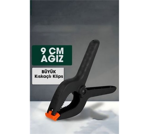 Kıskaç Klips Yaylı Işken ce Plastik Kelepçe Güçlü Mafsallı Çene 9 inç 9 cm ağız