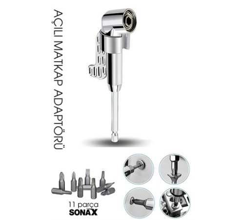 105° Açılı Matkap Adaptörü Seti – 1/4” Hex Şaftlı, 11 Parça Çok Fonksiyonlu Vidalama Uçları