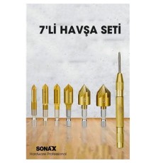 7'li HSS Titanyum Kaplı Kılavuz ve Havşa Matkap Ucu Seti + Otomatik Zımba