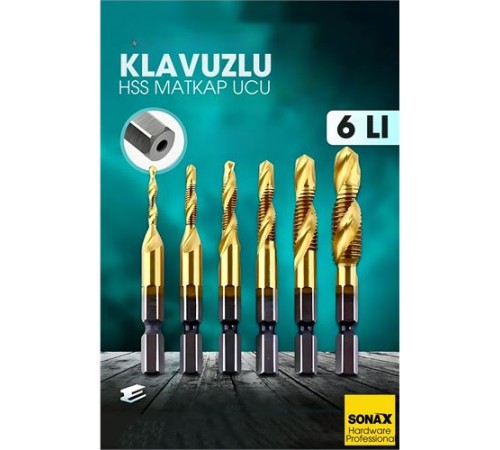 Kılavuzlu HSS Matkap Ucu 6'lı SET M3-M10 Titanyum Kaplamalı