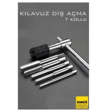 6'lı Diş Açma Kılavuz Seti – T-Kollu, Endüstriyel Çelik, M6-M12 Arası Dişli Matkap Ucu