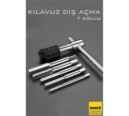 6'lı Diş Açma Kılavuz Seti – T-Kollu, Endüstriyel Çelik, M6-M12 Arası Dişli Matkap Ucu