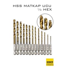 HSS Matkap Ucu 1/4 HEX  13 Parça HSS Tungsten Karbür Matkap Uç 1.5-6.5mm Titanyum