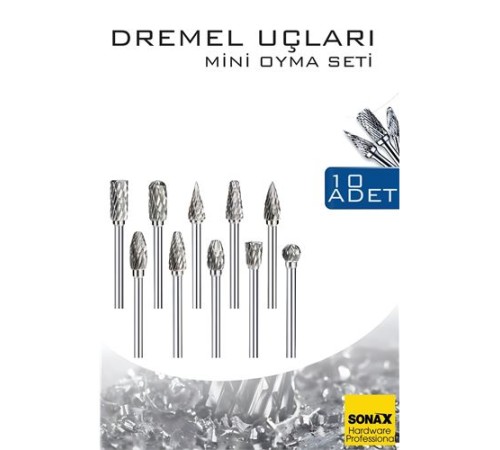 Dremel Uyumlu Mini Oyma Gravür Uç Seti – 10'lu Tungsten Karbür, Ahşap/Metal/Plastik için