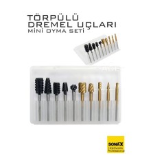 Dremel Uyumlu Törpülü Mini Oyma Gravür Uç Seti – 10'lu Tungsten Karbür, Ahşap/Metal/Plastik için