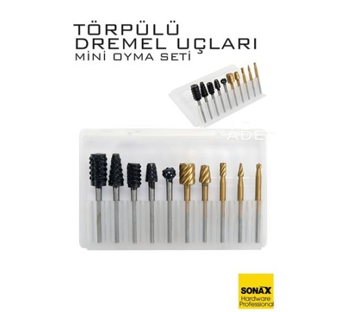 Dremel Uyumlu Törpülü Mini Oyma Gravür Uç Seti – 10'lu Tungsten Karbür, Ahşap/Metal/Plastik için